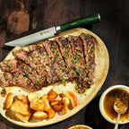 Damascus Steel Steak Knife Set, 8-pc (Green)